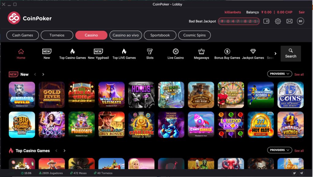 Explorar os jogos do cassino