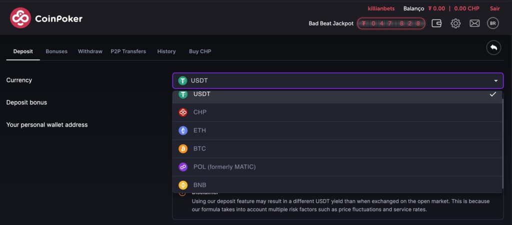 Metodos de pagamento do CoinPoker