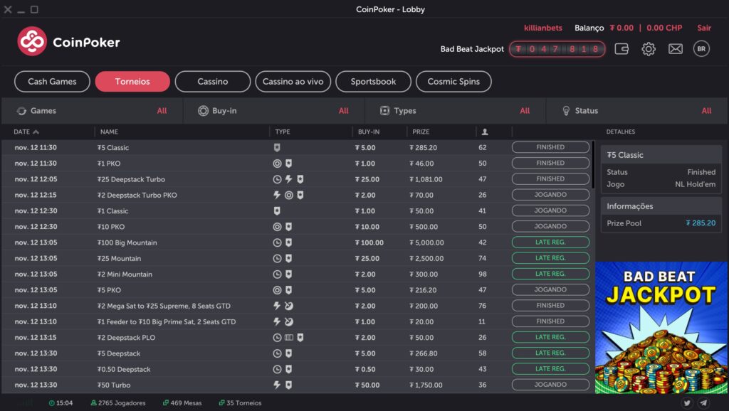 Torneios CoinPoker