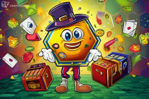Ilustração animada de um personagem emotivo com um chapéu, cercado por fichas e cartas de jogar, simbolizando diversão e jogos de azar.